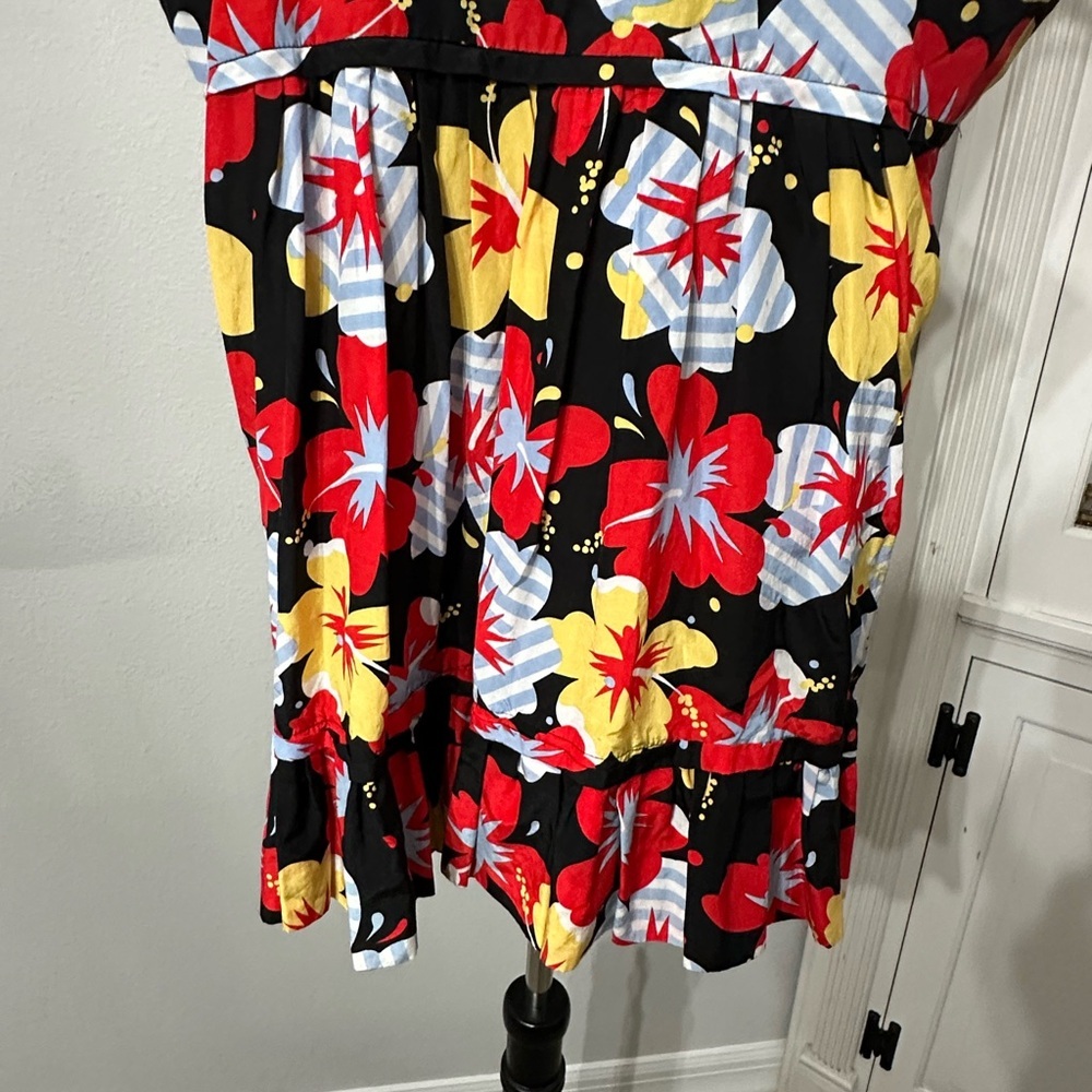 Anthropologie Floral Tie Front Tank Top in Black and Yellow - Picture 4 of 7